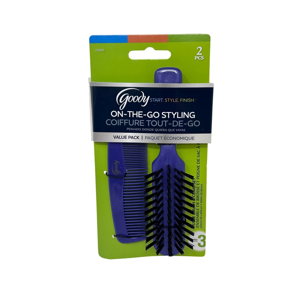 Goody On-The-Go Styling 2 Piece Purse Brush and Comb Set Purple 25003